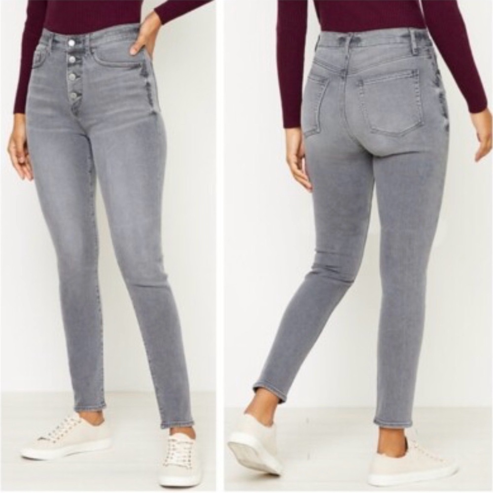 🌺Loft high-rise, button-fly, curvy skinny-fit gray jeans - Picture 2 of 9